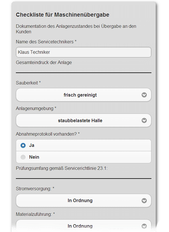 L-mobile service mobile RFID-Softwarelösung mobiler Servicetechniker Checkliste